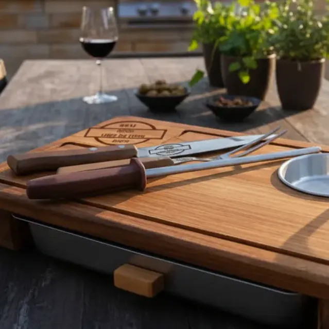 Kit Churrasco Tramontina Com Tábua Inteligente Personalizado — kit funcional para churrasco