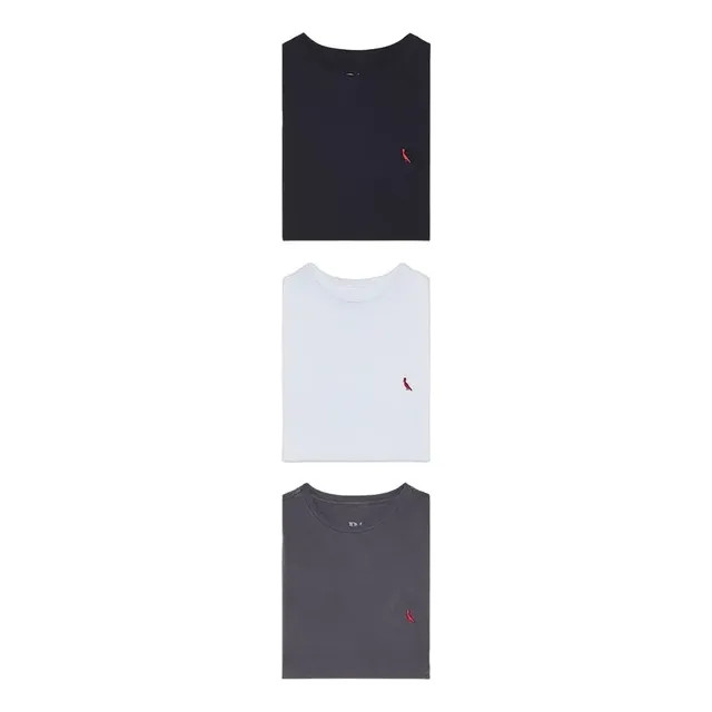Kit 3 Camisetas Básicas Brasa Pica Pau Bordado Reserva