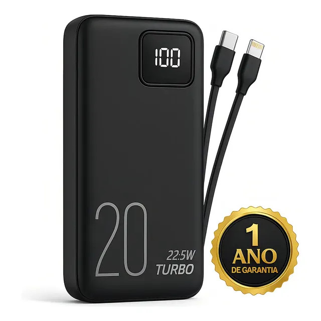 Carregador Portátil Power Bank Turbo 20000mAh 22.5W com Display Digital (DTimp)
