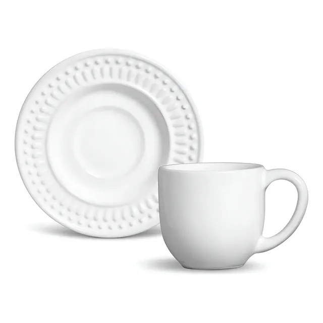 Jogo de Café Porto Brasil Cerâmica 12 Peças Branco 72ml — compacto e funcional