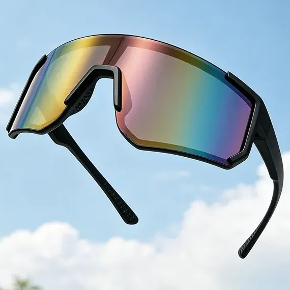 Óculos De Sol Esportivo UV400 Espelhado — Violeta/Preto para Corrida e Ciclismo