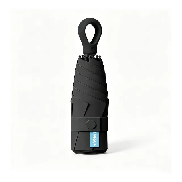 Mini Guarda-chuva Fps50+ Proteção Uv Portátil Feminino Viage Preto