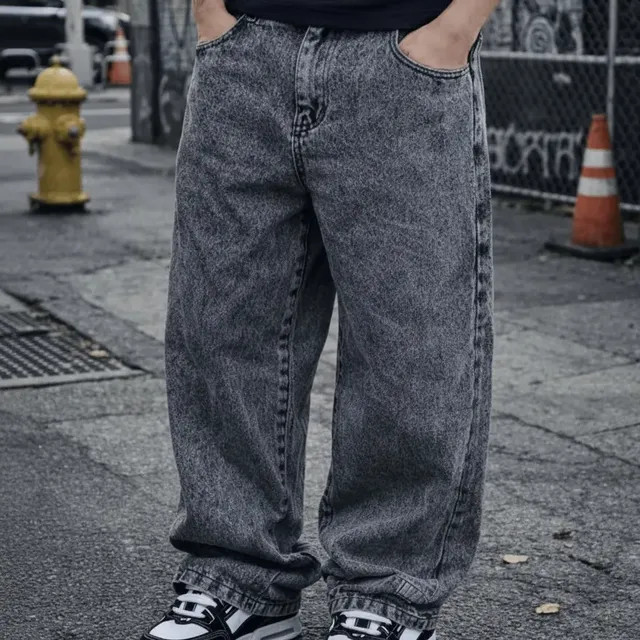 Calça Jeans Masculina Estonada Streetwear Baggy — visual urbano e caimento amplo