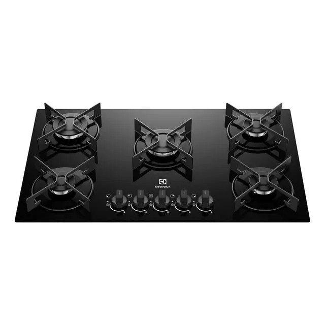 Cooktop Electrolux 5 Bocas a Gás com Mesa de Vidro e Grade de Aço Fosco (KE5GR)