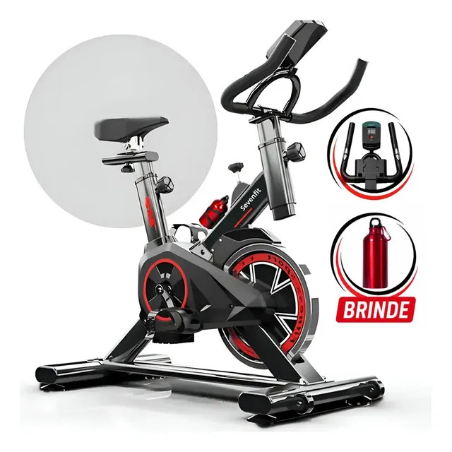 Bicicleta Ergométrica Bike Spinning 6kg Sensação Inércia Fitness Preto E Vermelho Sevenfit Para Cardio