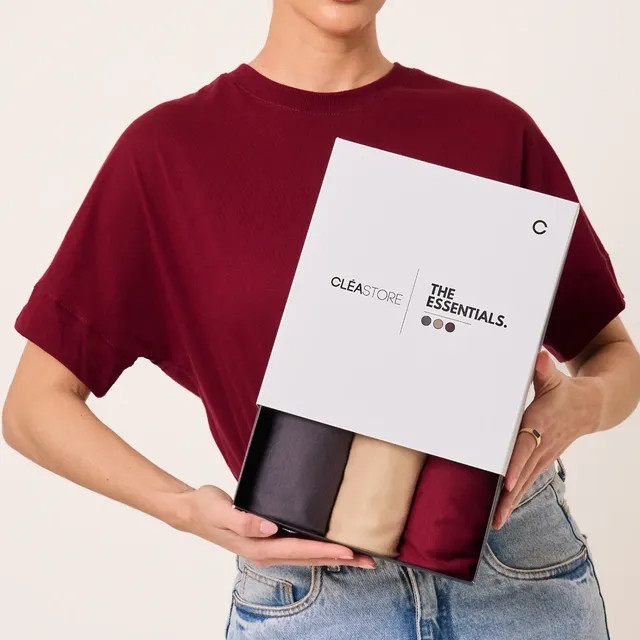 Kit 3 T-shirts Oversized Intense Algodão Clea Store — Chumbo/Bege/Vinho (M)