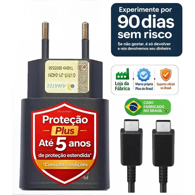 Plus Do Brasil Carregador Turbo Para Samsung Galaxy S26 S25 S24 S23 S22 S21 S20 Fe Ultra Motorola M22 M31 M32 M62 M63 M64 G15 Xiaomi Redmi Note 12 13 