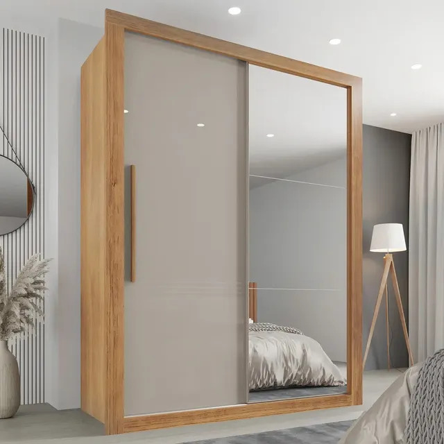 Guarda-roupa Sallêto Móveis Sallêto Móveis Cor Cinamomo/off-white De Mdf – organização com acabamento neutro