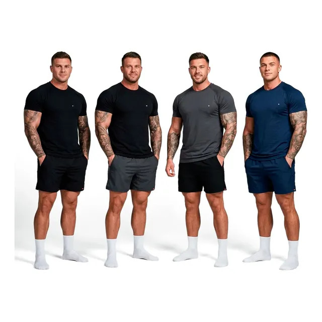 Kit 8 Peças Dry Fit Sandrini: 4 Camisetas + 4 Shorts (GG)