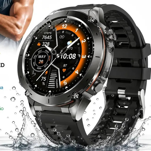Relógio ESOYIP S01: smartwatch masculino redondo com GPS e tela AMOLED 1.43