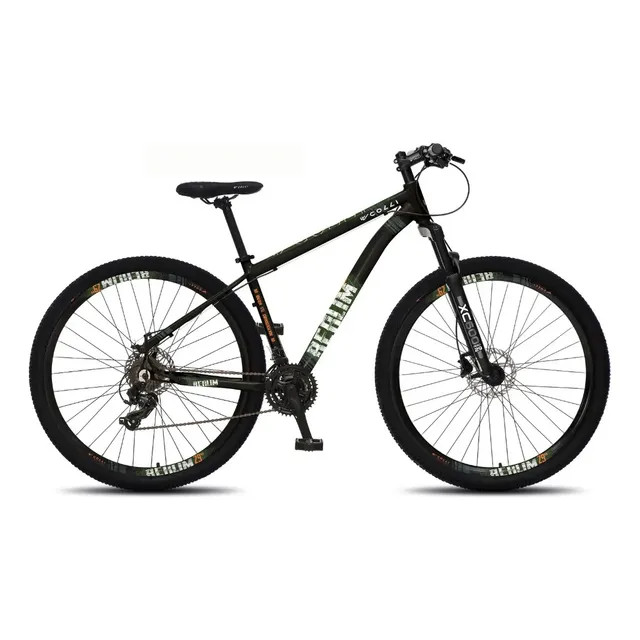 Bicicleta Colli Berlim Alumínio Aro 29 Disco - Shimano 21v Preto c/ Verde Militar 15.5