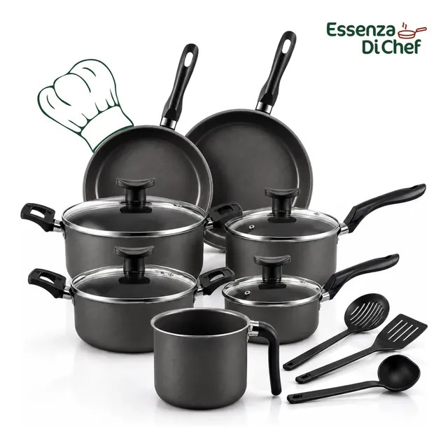 Conjunto Panelas Antiaderente 10 Peças Teflon Várias Cores Preto