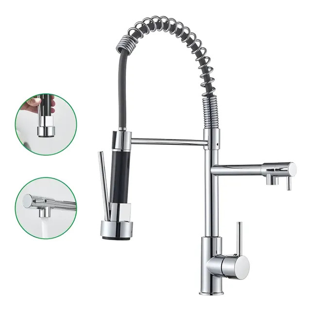 Torneira Gourmet Cozinha 50cm Metal Spray Duo Monocomando Acabamento Cromo Polido Winda