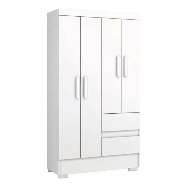 Guarda Roupas Solteiro Juvenil 4 Portas 2 Gavetas Branco Coimbra Aramóveis — organização para quarto juvenil