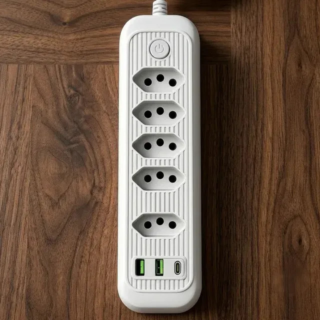 Extensão Elétrica com USB Type-C Bivolt 2m e Chave Liga (Jxb75+2+1)