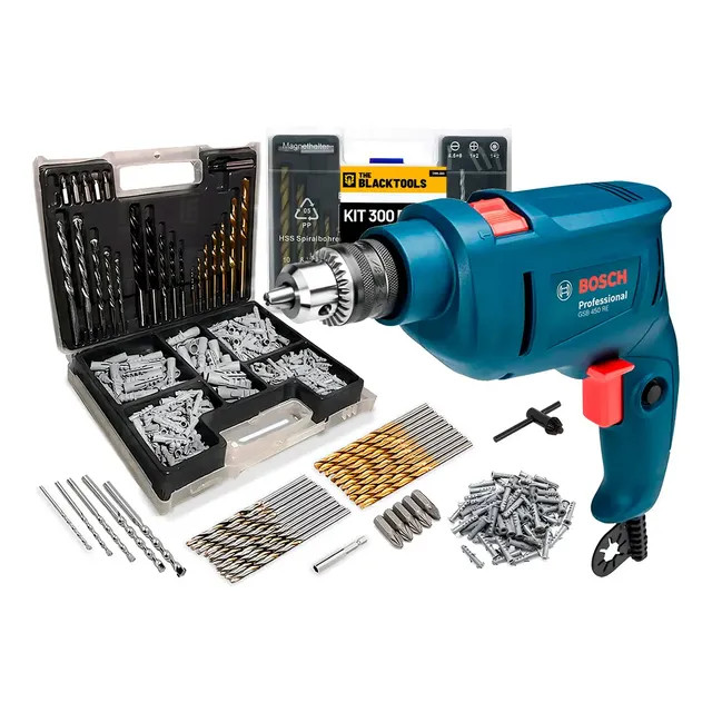 Furadeira de Impacto Bosch GSB 450 RE 450W 10mm — com brocas e buchas
