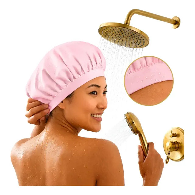 Touca Banho Impermeável Moto Chuveiro De Luxo Banheira Spa Rosa -touca Impermeável — review
