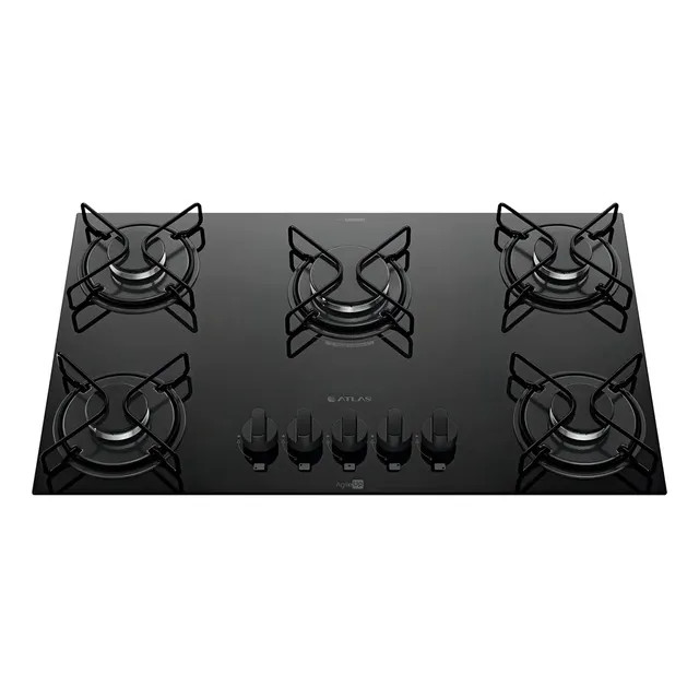 Cooktop 5 Bocas a Gás Atlas Agile Up Mega Chama — Preto