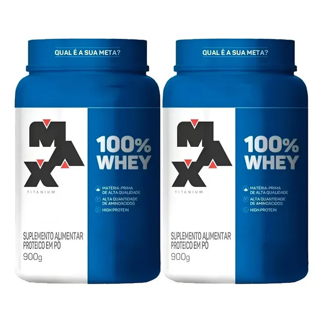 Kit 2x Whey 100% Concentrado - Pote 900g - Max Titanium (Sabor Baunilha)