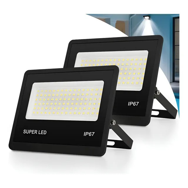 Kit 2 Refletor Led 300W Bivolt IP67 — Branco-frio 6500K