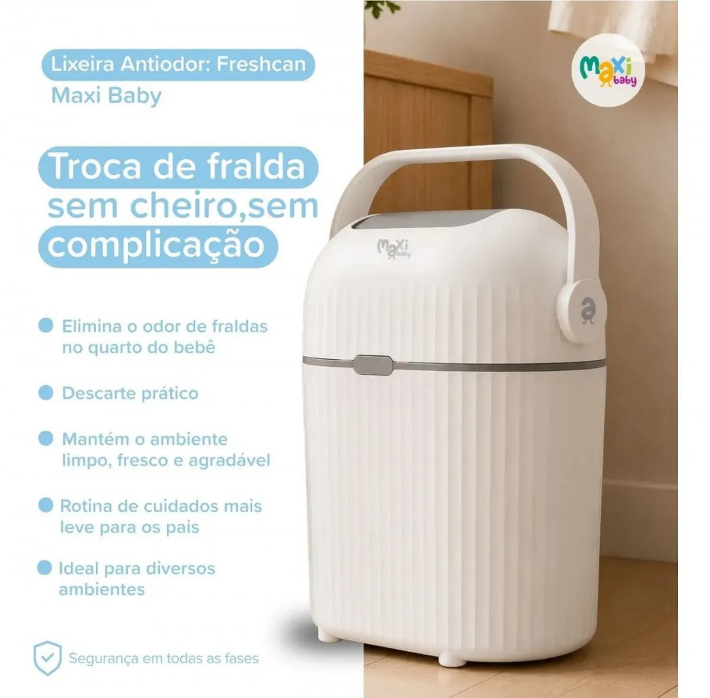 Lixeira Antiodor Freshcan Maxi Baby 9L Tampa