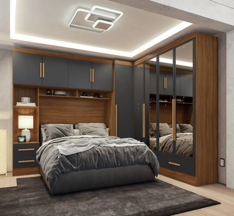 Quarto Modulado Casal MDF 4 Peças 5 Portas