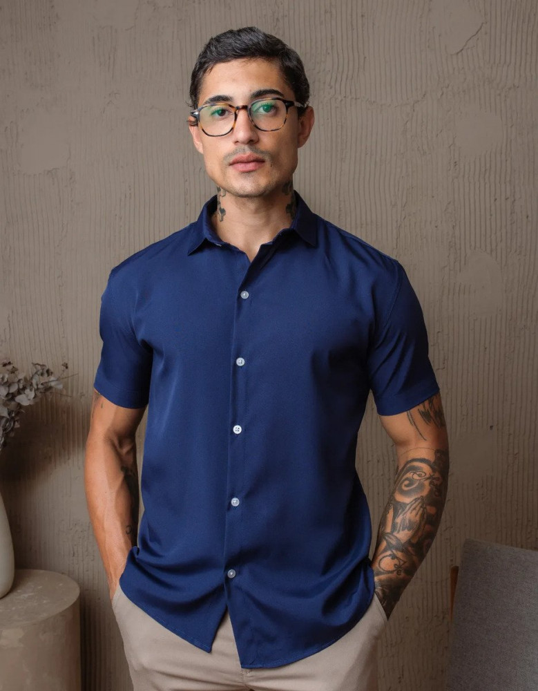 Camisa Social Masculina Gola Italiana