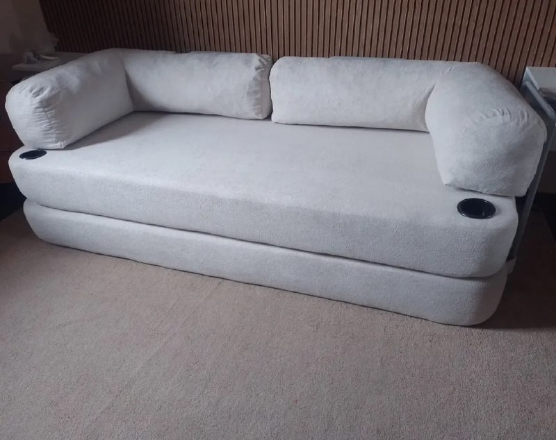 🛋️  Sofá Cama Orbe 1,90m Xpand Tech Tecido Boucle Cama Inbox Cinza ou Bege