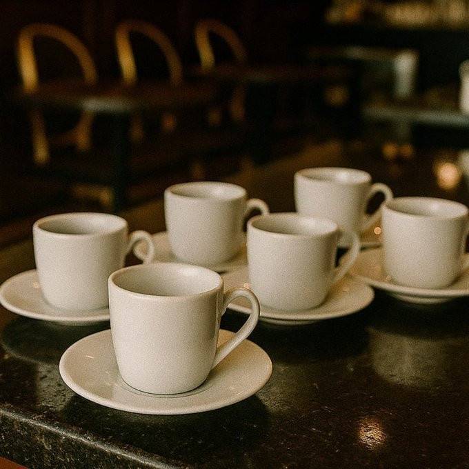 Jogo Xícaras Café Com Pires Porcelana Branca - 12 Peças
