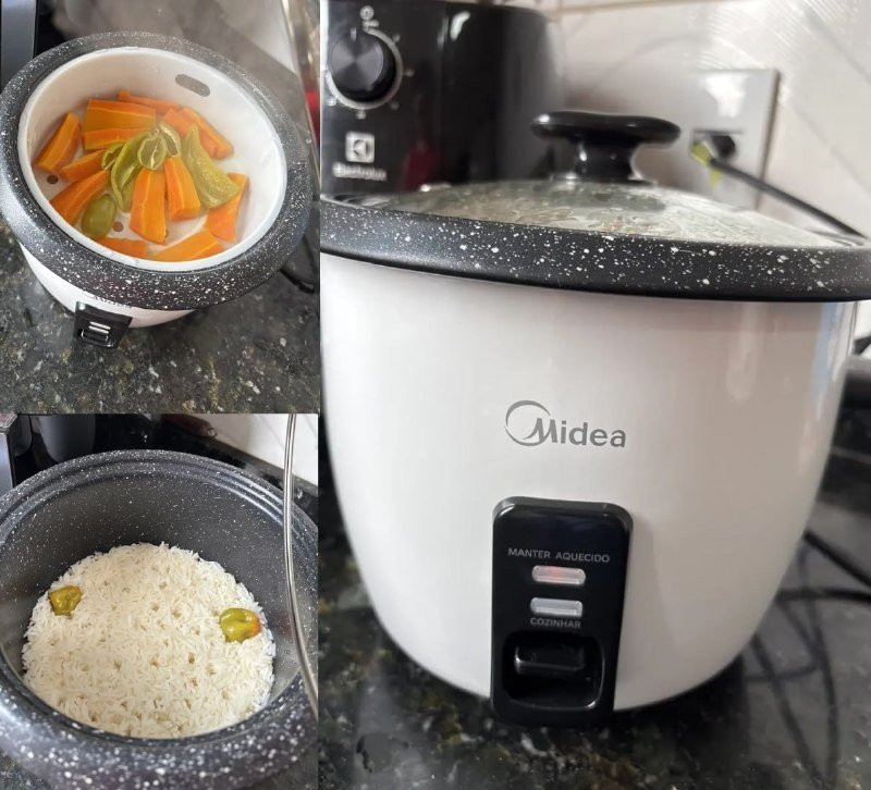 Panela de Arroz Elétrica Midea 7 Xícaras Tampa de Vidro 127V