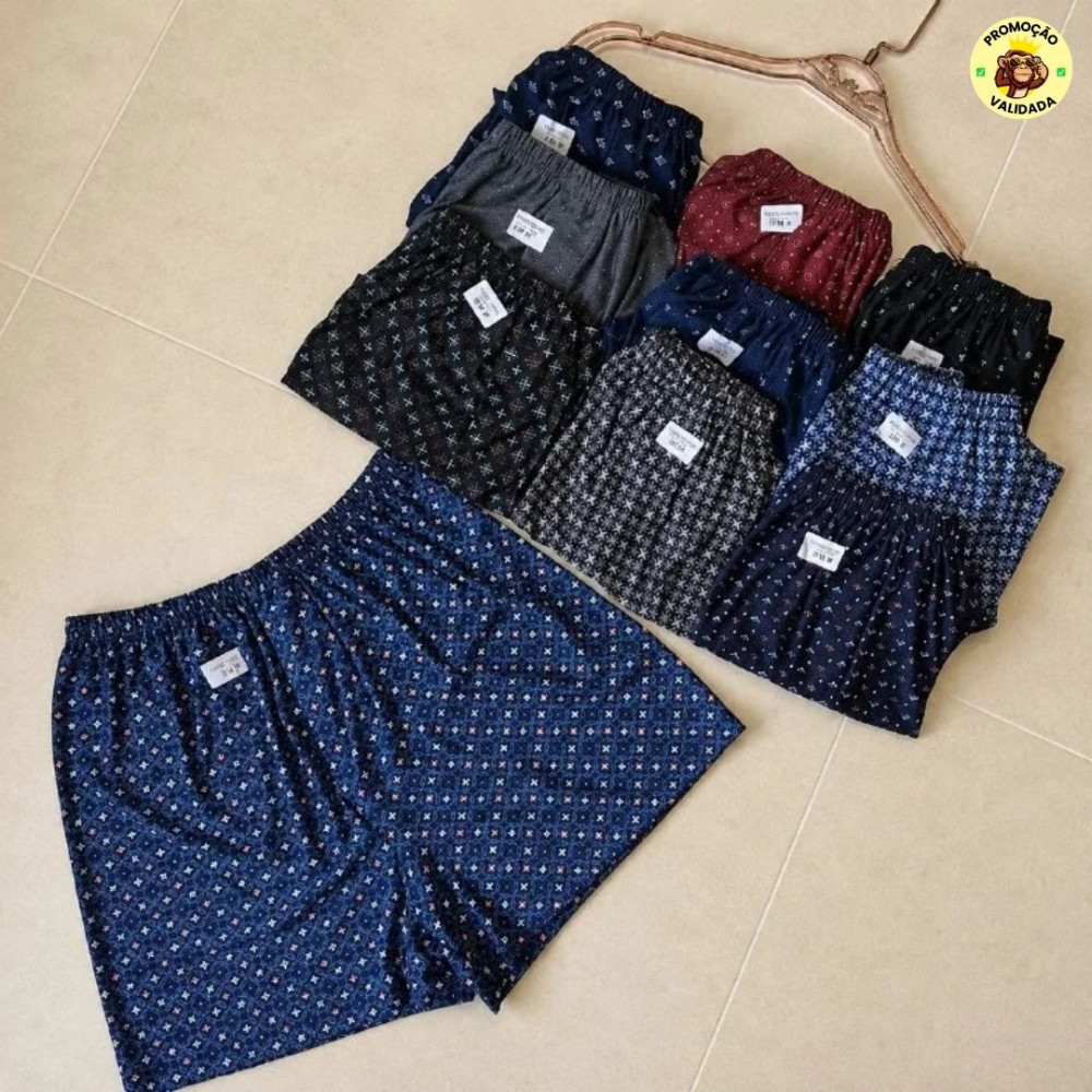 🌞 Kit com 3 Cuecas Samba Canção Short Malha