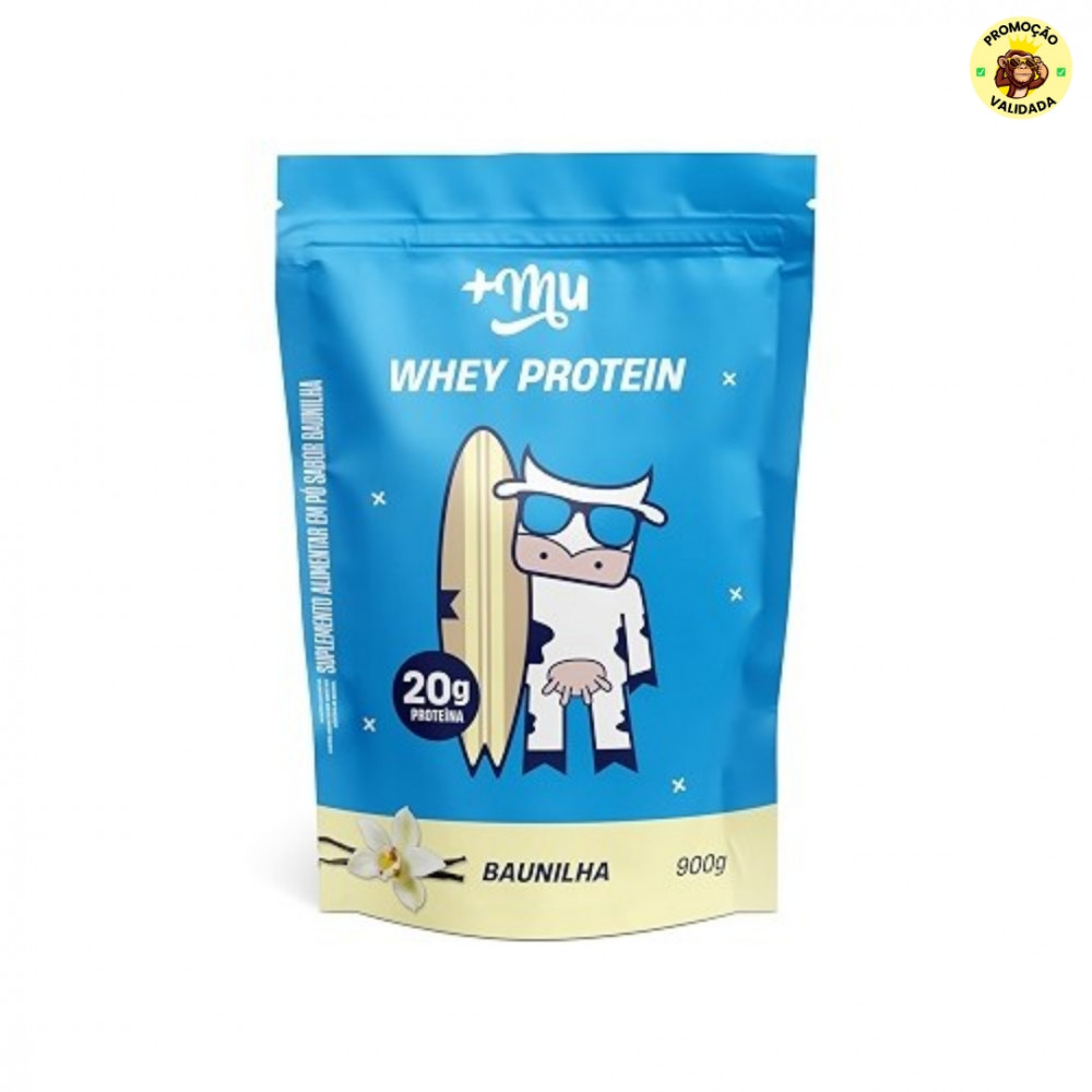 Whey Protein Concentrado +Mu 20g de Proteína - Sabor Baunilha - Refil 900g
