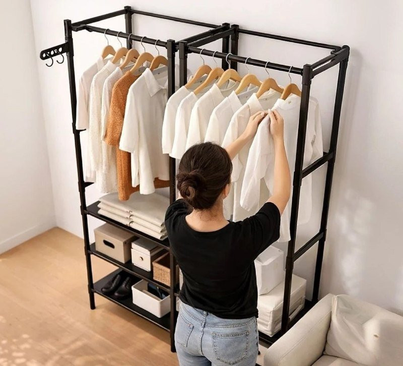 🚪 Closet Aberto IRSINA 2 Divisórias C/ 6 Prateleiras Aço Inox