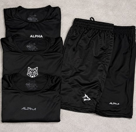 Kit 5 Peças All Black Dry Camisetas e Bermudas
