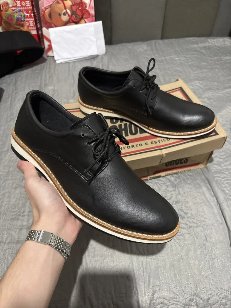 Sapato Social Masculino Oxford Preto Marrom
