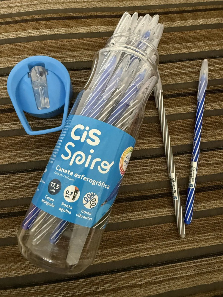 24 Canetas Cis Spiro 0,7mm Azul Preto