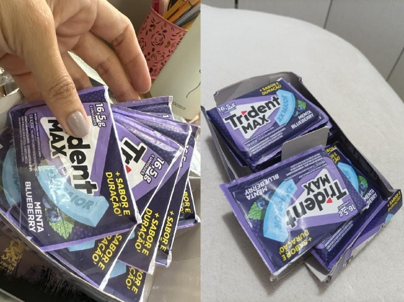 Chiclete Trident Max Menta Blueberry Sem Açúcar - Caixa c/ 14 unids.