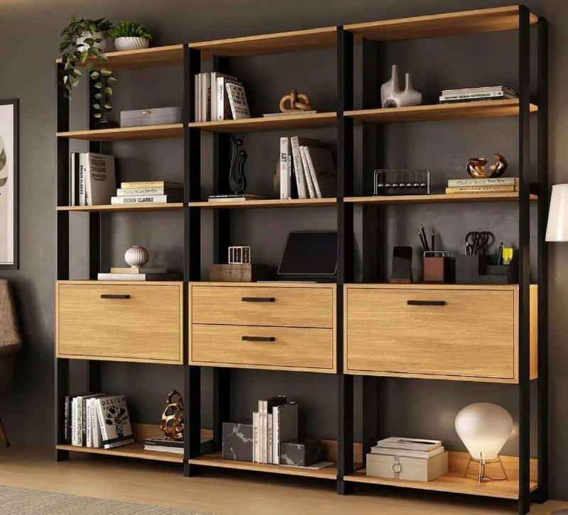 Estante de Escritório Modulada 2 Portas 2 Gavetas 219cm
