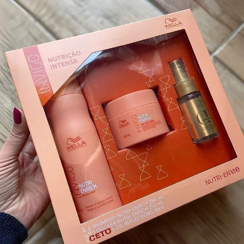 Kit Wella Professionals Invigo Nutri-enrich + Oil Reflection (Shampoo, Máscara e Óleo Capilar)