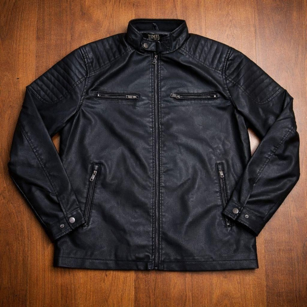 Jaqueta de Couro Masculina Slim Inverno