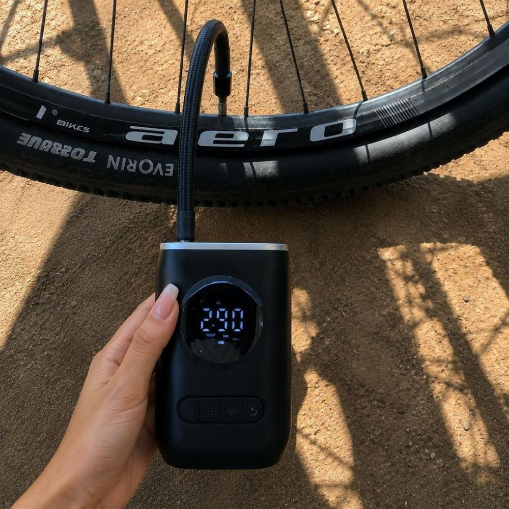 Compressor Calibrador de Pneus Portátil Preto