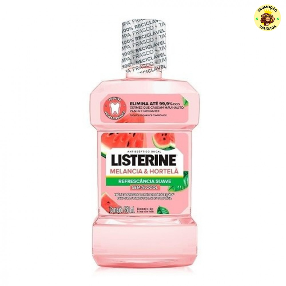 Enxaguante Bucal Listerine, Sem Álcool, Melancia e Hortelã, 250ml