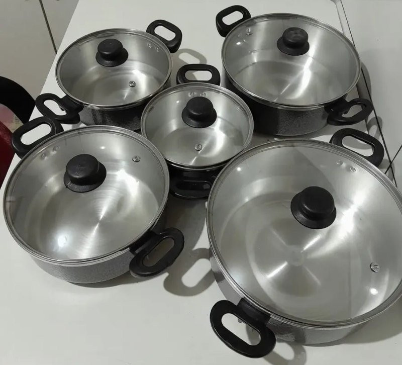 Conjunto De Panela com Tampa De Vidro 5 Peças