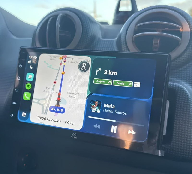 Central Multimídia Mp5 1 Din Carplay Android-auto 7+ Com Câmera de Ré