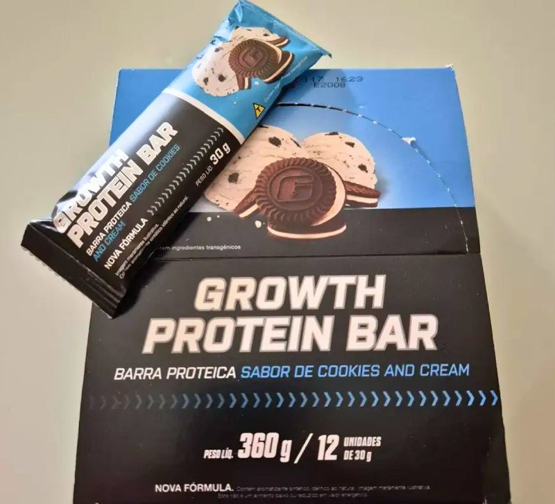 Barra de Proteína (caixa 12 uni.) Growth Supplements - Sabor Cookies & Cream