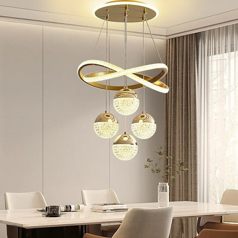 Lustre Teto Led Pendente Moderno Dourado