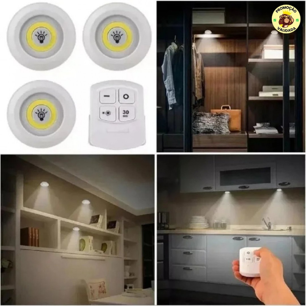 Lâmpadas Led Luminária Luz Sem Fio Spot Portátil C/ Controle Branco