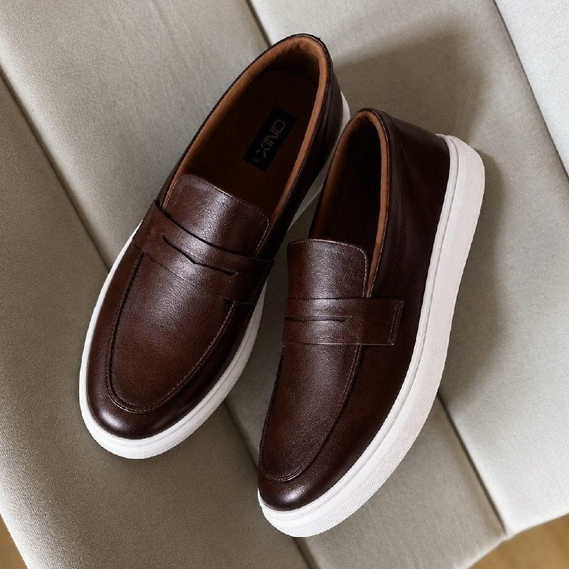 CHIQUES Sapato Loafer Masculino Mocassim Couro