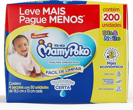 MamyPoko Lenços Umedecidos Dia & Noite 200 Unidades