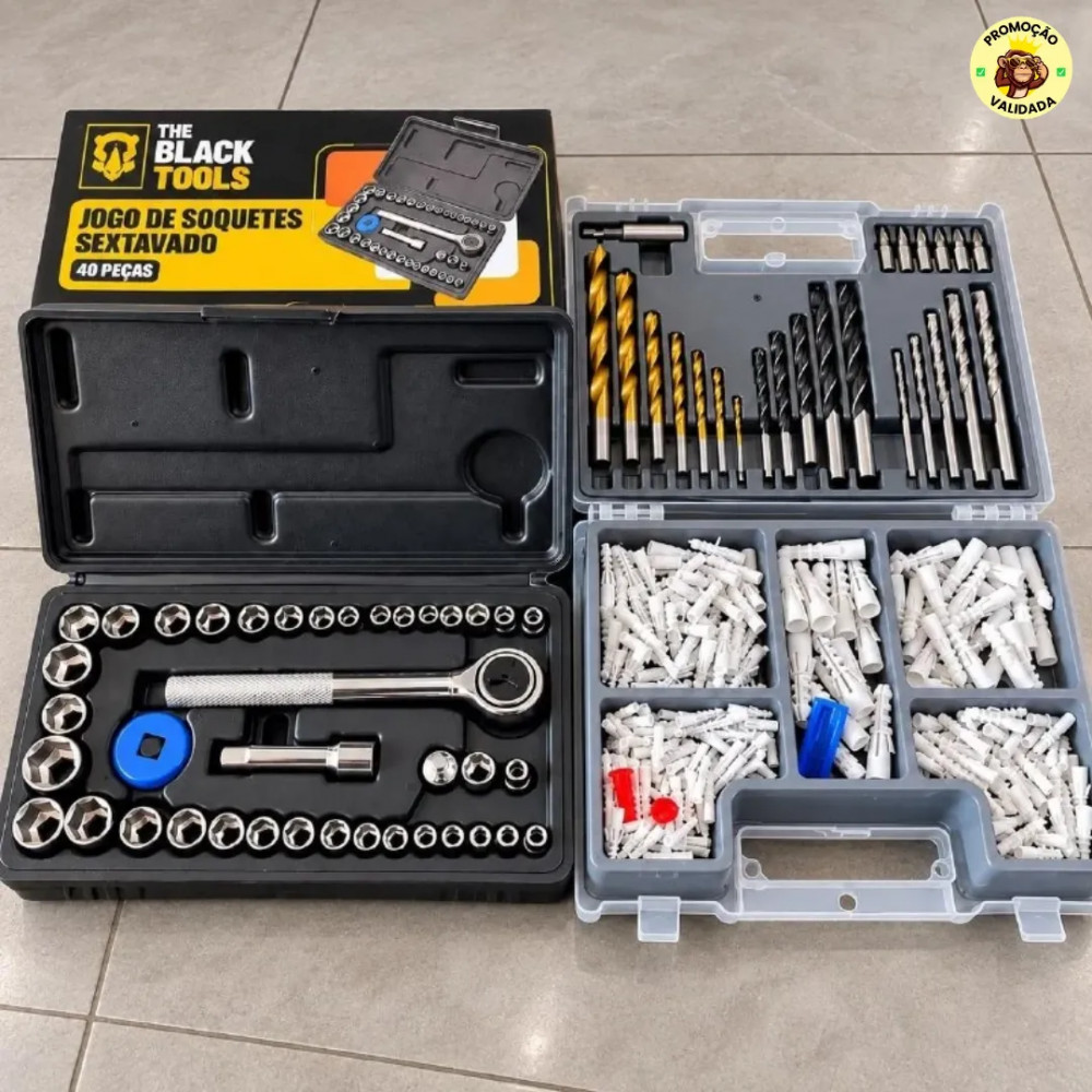 🧰 Jogo De Brocas Buchas E Bits Com 300 Pecas E Maleta Kit Chaves Catraca Reversivel 40 Pecas